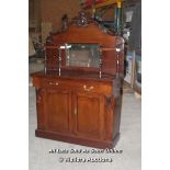 ANTIQUE DRESSER OF ONE DRAWER AND TWO DOORS, 114CM WIDE, 43CM DEEP, 157CM HIGH / COLLECTION FROM