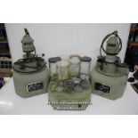 TWO VINTAGE L&R VARI-MATIC WATCH CLEANING AND ULTRA SONIC CLEANERS AND BASE UNIT, INCLUDES SIX