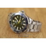 *GENTS TAG HEUER AQUARACER,QUARTZ MOVEMENT,BRUSHED STEEL CASE AND BRACELET,BLUE BATTON DIAL WITH