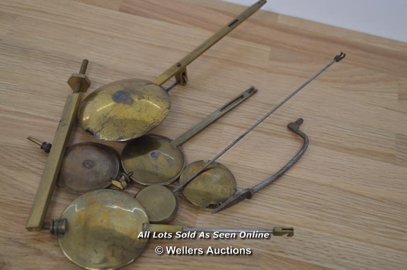 VINTAGE CLOCK PENDULUMS,BRASS,VARIOUS SIZES,SPARES AND REPAIRS.