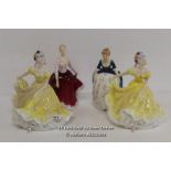 FOUR ASSORTED ROYAL DOULTON FIGURINES INCLUDING "ALISON" NO.HN2336, "FIONA"NO.HN2694 AND "NINETTE"