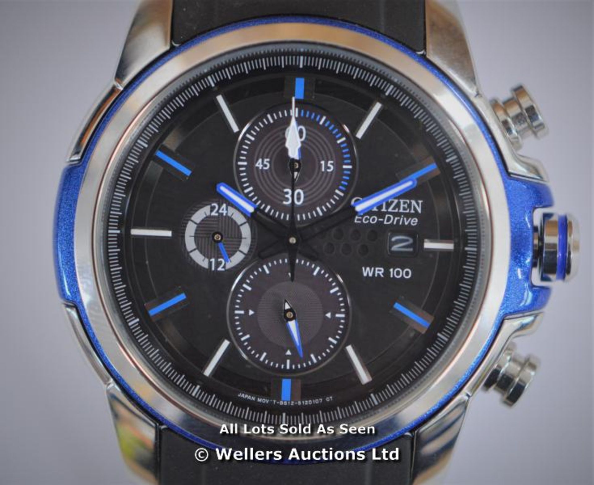 *GENTS CITIZEN ECO-DRIVE CHRONOGRAPH, QUARTZ MOVEMENT, BLACK BATTON DIAL WITH DATE IN STAINLESS - Image 3 of 4