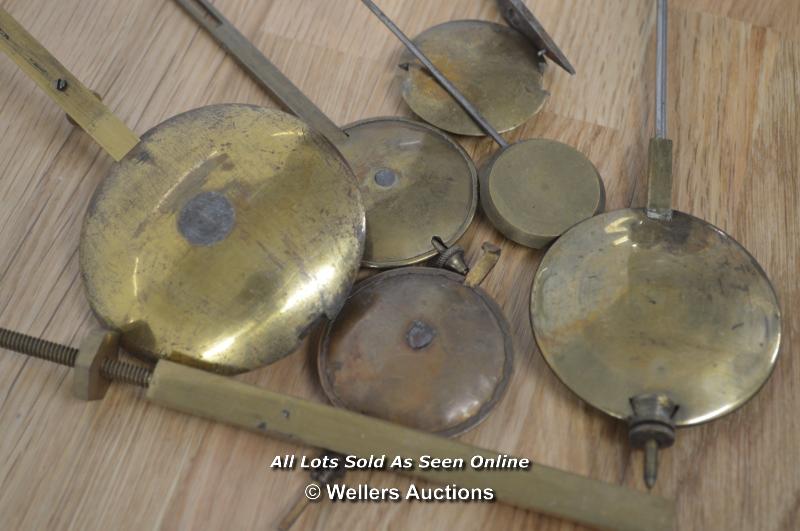 VINTAGE CLOCK PENDULUMS,BRASS,VARIOUS SIZES,SPARES AND REPAIRS. - Image 2 of 2