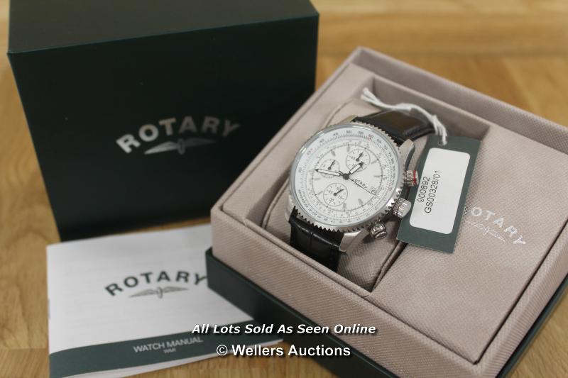 *GENTS WATCH,ROTARY CHRONOGRAPH,QUARTS MOVEMENT,BRUSHED AND POLISHED STEEL CASE, SILVER BATTON - Image 3 of 3