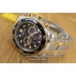 *INVICTA MEN PRO DIVER SCUBA CHRONOGRAPH BLUE DIAL 18K GOLD SILVER SS WATCH 0077 / GENTS INVICTA ,