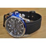 *GENTS CITIZEN ECO-DRIVE CHRONOGRAPH, QUARTZ MOVEMENT, BLACK BATTON DIAL WITH DATE IN STAINLESS
