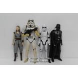 4X LARGE SCALE STAR WARS FIGURES INCLUDING DARTH VADER, REY AND STORMTROOPERS