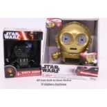 2X NEW STARWARS MINI ALARM CLOCKS,C3PO AND DATH VADER