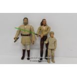 THREE LARGE SCALE ACTION FIGURES - ANAKIN SKYWALKER AND QUI -GON JINN (EPISODE 1 ) AND OBI-WAN