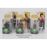 3X NEW STAR WARS FORCE LINK SERIES 3.75" FIGURES, CHEWBACCA, MOLOCH AND QI'RA