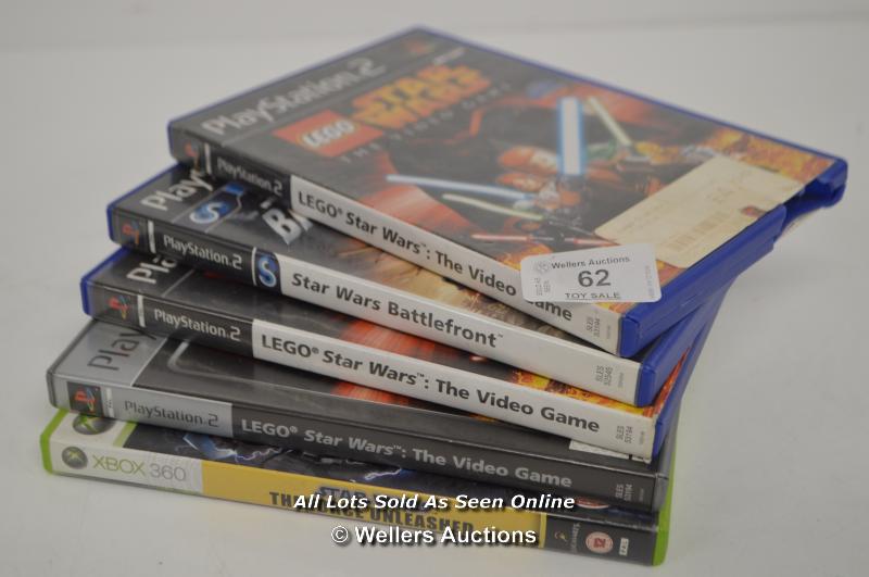 5X ASSORTED STAR WARS CONSOLE GAMES INCLUDING THE FORCE UNLEASHED(XBOX 360) , BATTLE FRONT AND
