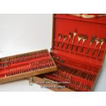 *FULL 144-PIECE VINTAGE ROSEWOOD & BRONZE CUTLERY SET [LQD215]