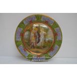 LARGE DECORATED PLATE, POSSIBLY GERMAN 35CM DIAMETRE