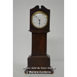 *FRENCH MINIATURE FLAME MAHOGANY GRANDFATHER CLOCK WITH PLATFORM ESCAPE / WITH KEY / 39CM HIGH [