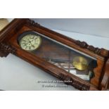 *EARLY 20TH CENTURY EDWARDIAN MAHOGANY VIENNA 8 DAY WALL CLOCK 39" / IN NEED OF RESTORATION [