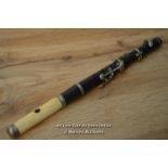 *ROSEWOOD (EBONY) FIFE, WOODEN FLUTE PICCOLO, VINTAGE FOLK WHISTLE IVORY / 30CM [LQD215]