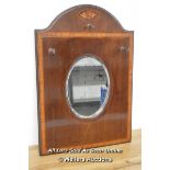 *EDWARDIAN MAHOGANY INLAID WALL MIRROR / 32 X 45CM [LQD215]