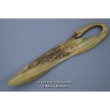 *VINTAGE HORN CARVED SWAN SHAPE LETTER OPENER [LQD215]