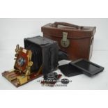 *SANDERSON REGULAR MODEL QUARTER PLATE HAND & STAND CAMERA 2 LENS MAHOGANY BRASS [LQD215]