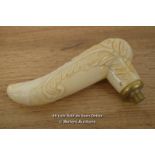 *CARVED BONE BOVINE CANE HANDLE IN THE FORM OR ORNATE THUMB [LQD215]