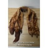 *TWIN HEAD REAL FUR STOLE SCARF STOAT / WEASEL JEAN DOUGALL MACDONALD BROWN [LQD215]