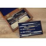 *TECHNICAL DRAWING SET IN WOODEN BOX 2 LAYERS BONE HANDLES [LQD215]