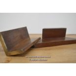 *PAIR OF VINTAGE, MAHOGANY AND BRASS, MITRE SQUARE AND TRI SQUARE [LQD215]