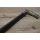 *LATE 19TH CENTURY WALKING STICK WITH HORN HANDLE & WHITE METAL COLLAR [LQD215]