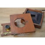 *RARE 1905 MARLOW BROTHERS MB NO.1 MAHOGANY FIELD PLATE CAMERA, BRASS LENS / IN NEED OF