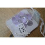 *MOTHER OF PEARL SHELL DISCS PURPLE EARRINGS IN 925 STERLING SILVER HOOKS [LQD214]