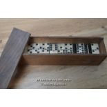 *VINTAGE BONE DOMINOES WITH WOODEN BOX [LQD215]