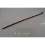 *HANDCRAFTED BLACKTHORN WALKING STICK CANE STAFF WITH RAMS HORN / 90CM [LQD215]