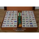 *144 PLASTICTILE MAHJONG SET IN CASE WITH COUNTERS & DICE / NEW [LQD215]