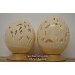 *PAIR OF DECORATIVE OSTRICH EGGS [LQD215]