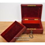 *VICTORIAN LEATHER TRAVELLING JEWELLERY BOX BRAMAH LOCK & KEY [LQD215]