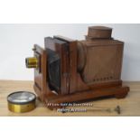 *THORNTON PICKARD RUBY ENLARGER, MAHOGANY MAGIC LANTERN, BRASS LENS,LARGE / IN NEED OF