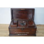 *GEORGIAN TEA CADDY MAHOGANY & BRASS SARCOPHAGUS TRIPLE [LQD215]