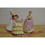 TWO ROYAL DOULTON FIGURINES ALISON AND SUSAN WITH A J.C.& J FIGURINE BEVERLY, TALLEST 17CM HIGH