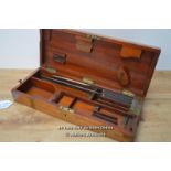 *MAHOGANY BRASS BOUND SURGEONS FIELD AMPUTATION BOX KIT : WOOD MANCHESTER / CONTAINS TWO KNIVES [