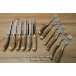 *STAG HORN ANTLER STEAK CUTLERY BY COOPER BROS & SONS [LQD215]