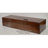 *MAHOGANY VICTORIAN DRAUGHTSMANS WORKBOX WITH CONTENTS / UNABLE TO OPEN THE BOX / 80 X 17 X 25CM [