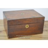 *VICTORIAN 19TH C WOODEN STATIONARY BOX / 25 X 34 X 17CM [LQD215]