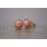 *CORAL EARRINGS - PIERCED EARS BUTTERFLY STUD [LQD215]