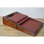 *INLAID TUNBRIDGE WOODEN SLOP NOW JEWELLERY FILING WORK BOX / WITH KEY [LQD215]