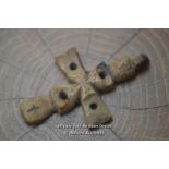 *BYZANTINE CHRISTIAN MEDIEVAL BONE CROSS PENDANT 11-14TH C [LQD215]