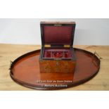 *GOTHIC REVIVAL JEWELLERY BOX AND MAHOGANY SERVING TRAY [LQD215]