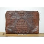 *1920S BROWN CROCODILE SKIN ATTACHÉ CARRYING CASE BAG [LQD215]