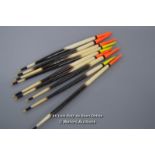 *9 PORCUPINE QUILL FLOATS 6 HOT ORANGE & 3 HI VIZ YELLOW [LQD215]