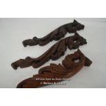 *CARVED WOODEN FURNITURE MOUNTS DECORATIONS LEAF OLD MAHOGANY 16" [LQD215]