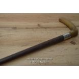 *SILVER WALKING STICK WITH ANTLER HORN HANDLE AND SILVER CHASED [LQD215]